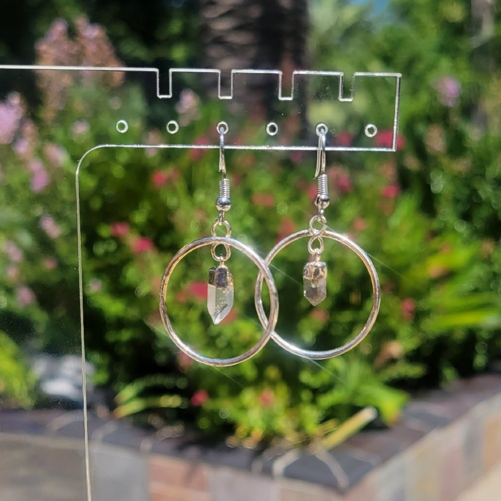 Crystal Quartz Point Ring Earrings